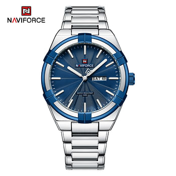 NAVIFORCE NF9218 Latest Men Quartz Watches Stainless Steel Band -Silver Gold And Black