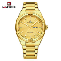 NAVIFORCE NF9218 Latest Men Quartz Watches Stainless Steel Band -Gold