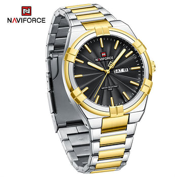 NAVIFORCE NF9218 Latest Men Quartz Watches Stainless Steel Band -Silver and Blue
