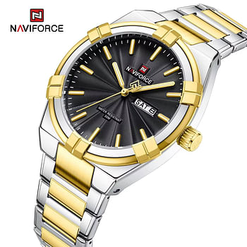 NAVIFORCE NF9218 Latest Men Quartz Watches Stainless Steel Band -Silver and White