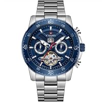 NAVIFORCE NF-1002 Men's Mechanical Watches Wristwatch Stainless Steel Automatic Date Watch 43 mm - Silver, Blue