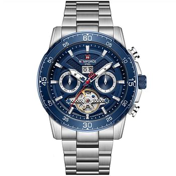 NAVIFORCE NF-1002 Men's Mechanical Watches Wristwatch Stainless Steel Automatic Date Watch 43 mm - Silver, Blue