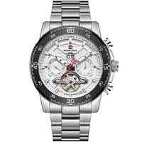 NAVIFORCE NF-1002 Men's Mechanical Watches Wristwatch Stainless Steel Automatic Date Watch 43 mm - Silver, White