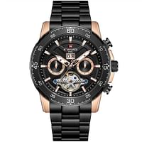NAVIFORCE NF-1002 Men's Mechanical Watches Wristwatch Stainless Steel Automatic Date Watch 43 mm - Rose Gold, Black