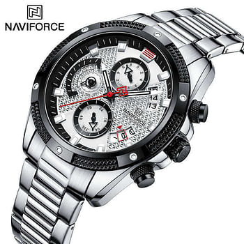 NAVIFORCE 8021 Men's Wristwatch Top Brand Chronograph Stainless Steel Quartz 44 mm - Gold