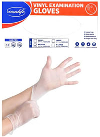 Gesalife Powder Free Vinyl Disposable Clear Gloves Medium 100 Pcs