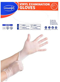 Gesalife Powder Free Vinyl Disposable Clear Gloves Large 100 Pcs