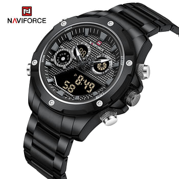 NAVIFORCE NF9217 Top Luxury Brand Sports Military Quartz Stainless Steel Wristwatch Male Clock- Black/Gray