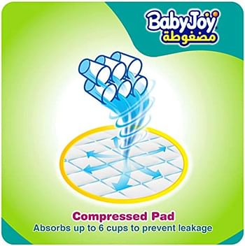 BabyJoy 2X Compressed Diamond Pad Diaper, Size 1, Newborn, 0-4 Kg, Jumbo Box, 136 Diapers