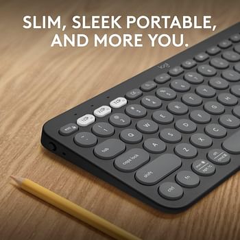 Logitech Pebble Keys 2 K380s, Multi-Device Bluetooth Wireless Keyboard with Customisable Shortcuts, Slim and Portable, Easy-Switch for Windows, macOS, iPadOS, Android, Chrome OS, ARA Layout - Graphite