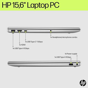 HP Laptop 15-fd0029nx 15.6 Inch FHD, Intel Core i5-1334U 13th Gen Intel Iris Xe Graphics 8GB RAM 512GB SSD Windows 11 Home -Natural silver