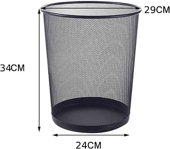 ECVV Trash Can Circular Mesh Bin Waste Paper Basket，Trash can Circular Metal Mesh Waste Paper Bin Lightweight|Random Color||Large Size:W29*H34Cm|