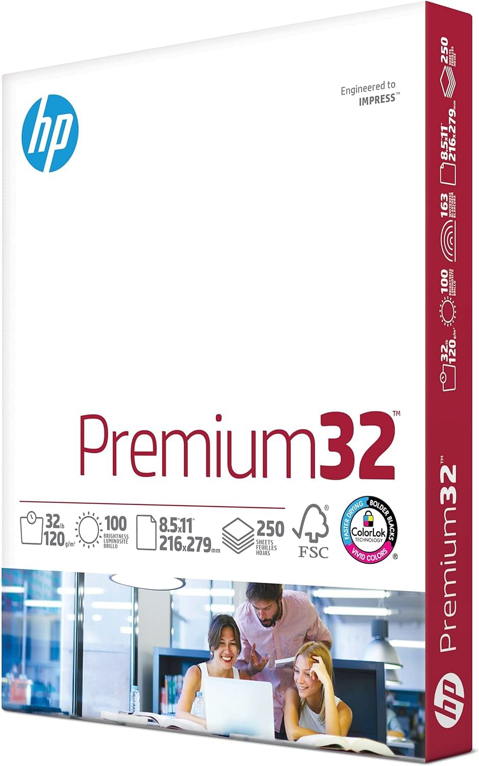 HP Papers HP Papers 8.5 x 11 Paper Premium 32 lb 1 Ream - 250 Sheets 100 Bright Made in USA - FSC Certified 113500R