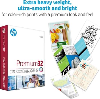 HP Papers HP Papers 8.5 x 11 Paper Premium 32 lb 1 Ream - 250 Sheets 100 Bright Made in USA - FSC Certified 113500R