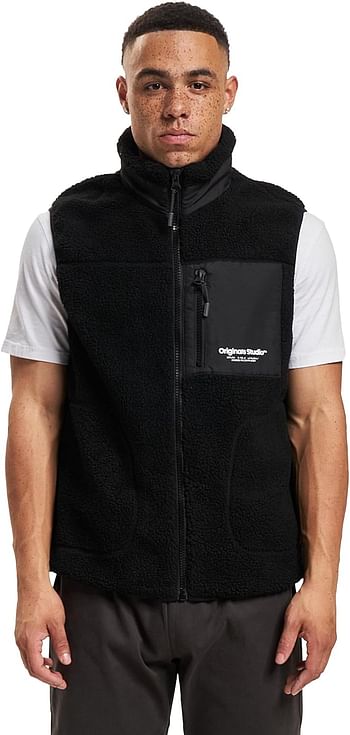 Jack & Jones Mens Jorvesterbro Teddy Body Warmer SN Jacket, Black, XXL