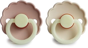 FRIGG Daisy Latex Baby Pacifier, 0-6 Months, Blush Night/Cream Night, Pack of 2