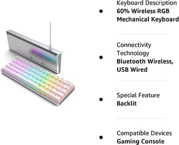 RK61 Pro 60% Mechanical Keyboard with CNC Aluminum Case, RGB Wireless/Wired Gaming Keyboard, Double Shot PBT Keycaps, Hot-Swappable Gateron Blue Switch