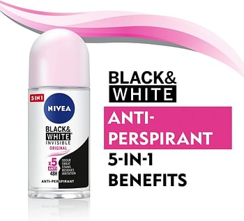 Nivea Antiperspirant Roll-on for Women Black & White Invisible Protection Original