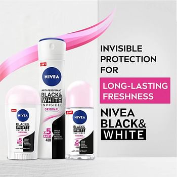 Nivea Antiperspirant Roll-on for Women Black & White Invisible Protection Original