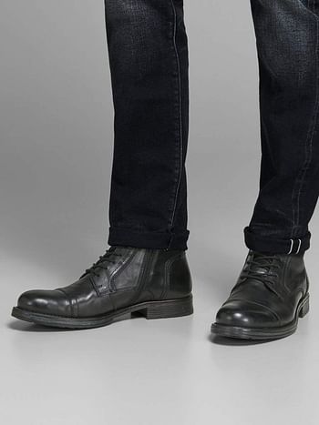 Jack & Jones Russel Leather mens Boots 44 EU - Anthracite