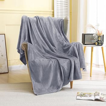 SKY-TOUCH Queen Fleece Blanket : 270GSM Super Soft Lightweight Bed Blanket Plush Fuzzy Cozy Luxury Microfiber Throw Blanket for Home Office Dorm Bed Sofa Chair Couch Travel Camping (Grey 230 * 200cm)