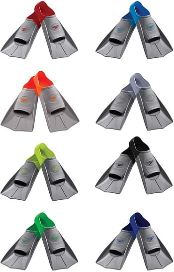 Speedo Unisex-Adult Swim Training Fins Silicone Short Blade Small - Green and Grey