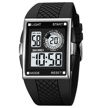 SKMEI 1967 Stainless Steel Buckle PU Strap Waterproof Electronic Watch -Black\White