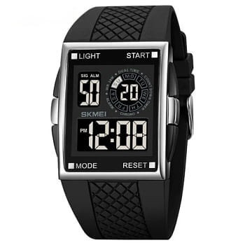 SKMEI 1967 Stainless Steel Buckle PU Strap Waterproof Electronic Watch -Black\White