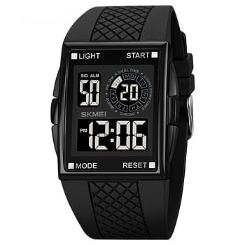 SKMEI 1967 Stainless Steel Buckle PU Strap Waterproof Electronic Watch -Black\White