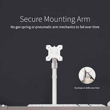 VIVO Single Monitor Arm Desk Mount, Holds Screens up to 32 inch Regular and 38 inch Ultrawide, Fully Adjustable Stand with C-Clamp and Grommet Base, VESA 75x75mm or 100x100mm, White, STAND-V001W