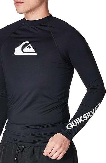 Quiksilver Men's ALL TIME LS LONG SLEEVE RASHGUARD SURF SHIRT Rash Guard Shirt /3XL/Black