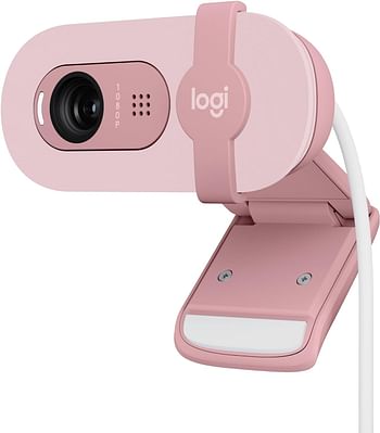 Logitech Brio 100 Full HD Webcam for Meetings and Streaming, Auto-Light Balance, Built-In Mic, Privacy Shutter, USB-A, for Microsoft Teams, Google Meet, Zoom and More - Rose