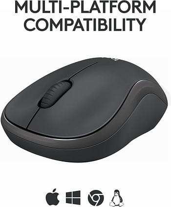 Logitech M240 Silent Bluetooth Mouse, Wireless, Compact, Portable, Smooth Tracking, 18-Month Battery, for Windows, macOS, ChromeOS, Compatible with PC, Mac, Laptop, Tablets - Graphite