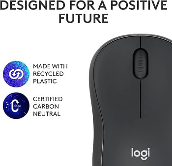 Logitech M240 Silent Bluetooth Mouse, Wireless, Compact, Portable, Smooth Tracking, 18-Month Battery, for Windows, macOS, ChromeOS, Compatible with PC, Mac, Laptop, Tablets - Graphite