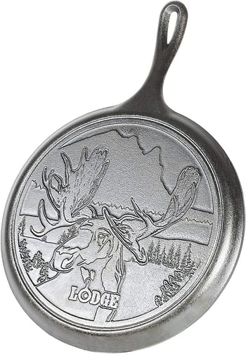 Lodge Wildlife Series-10.5" Cast Iron Griddle with Moose Scene, 10.5 inch - Black