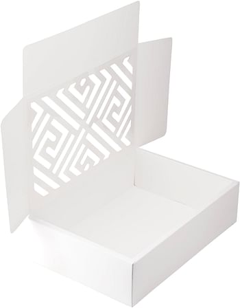 2 Pcs Classic Gift Box (35 x 25 x 9 cm) Easy Assembly, Eco Friendly Sturdy Paper Gift Boxes for New Year Wedding Eid Birthday Groomsman Father's Day Presents Display (Bright White) Pack Of 2