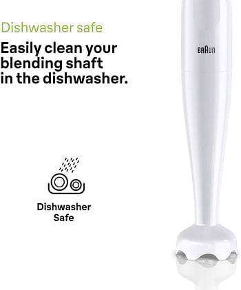 Braun MultiQuick 1 Hand Blender 450 Watts, 1 Speed, Light-Weight, BPA Free, Dishwasher Safe, Plastic - MQ 10.001P