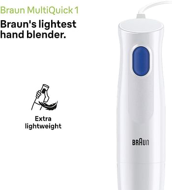 Braun MultiQuick 1 Hand Blender 450 Watts, 1 Speed, Light-Weight, BPA Free, Dishwasher Safe, Plastic - MQ 10.001P