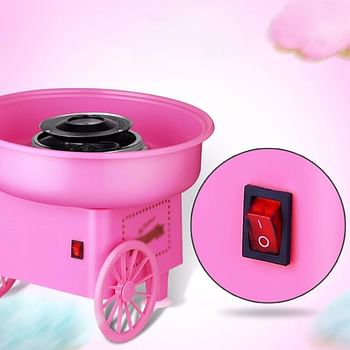 ECVV Cotton Candy Maker Stroller Type Household Children's Cotton Candy Machine Fancy Cotton Candy Machine Electric Automatic.|Pink|