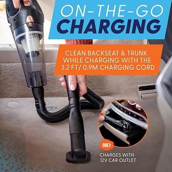 ThisWorx Cordless Car Vacuum Portable Mini Handheld Vacuum w/Rechargeable Battery and 3 Attachments High-Powered Vacuum Cleaner w/ 60w Motor