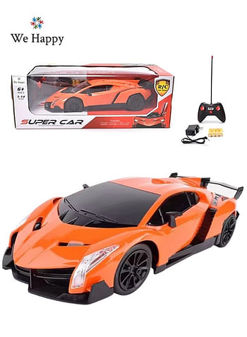 We Happy 1:14 Remote Control Car Toy Super RC Racing Sports Car for Kids, Comes in Assorted Patterns- Red