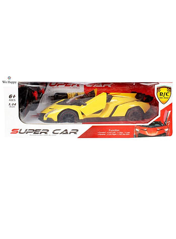 We Happy 1:14 Remote Control Car Toy Super RC Racing Sports Car for Kids, Comes in Assorted Patterns- Yellow