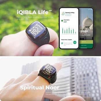 iQibla Zikr Smart Ring NOOR N01 Cincin Tasbih Muslim Digital 22 mm - Black