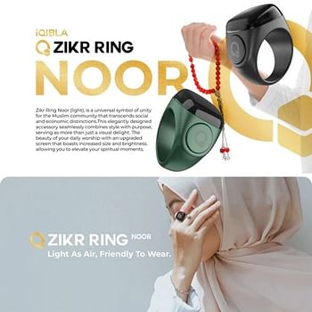 iQibla Zikr Smart Ring NOOR N01 Cincin Tasbih Muslim Digital 22 mm - Black