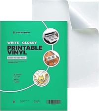 bpa (20 Sheets) Glossy Sticker Paper for Inkjet Printer Printable Vinyl White Cricut Waterproof Inkjet & Laser Compatible Permanent Adhesive Water Proof Bumper Sticker