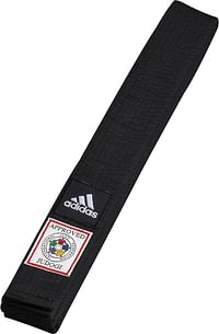 Adidas Elite Judo Belt with IJF Logo, 240 cm Size - Black/White