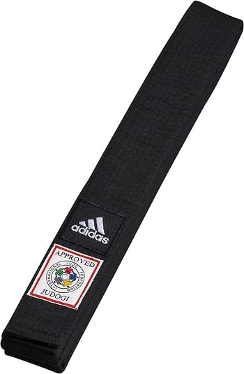 Adidas Elite Judo Belt with IJF Logo, 240 cm Size - Black/White