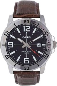 Casio Watch A1370 for men 45 mm - Brown, Black