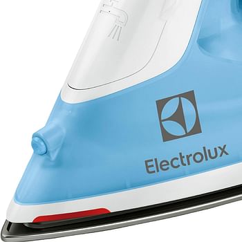 ELECTROLUX Steam Iron 2300W Non-Stick Ceramic Plate Mechanical Knob 2m Cord Length 1 Axis Rotation Card Water Tank Steam Technology Steam Shot 100 gm Pilot Lamp Cerulean EDB1730