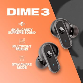 Skullcandy Dime 3 In-Ear Wireless Earbuds 20Hr Battery Microphone Works with iPhone Android and Bluetooth Devices - Black